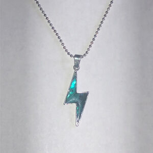 Silver Tone Shell Lightning Bolt Pendant Necklace
